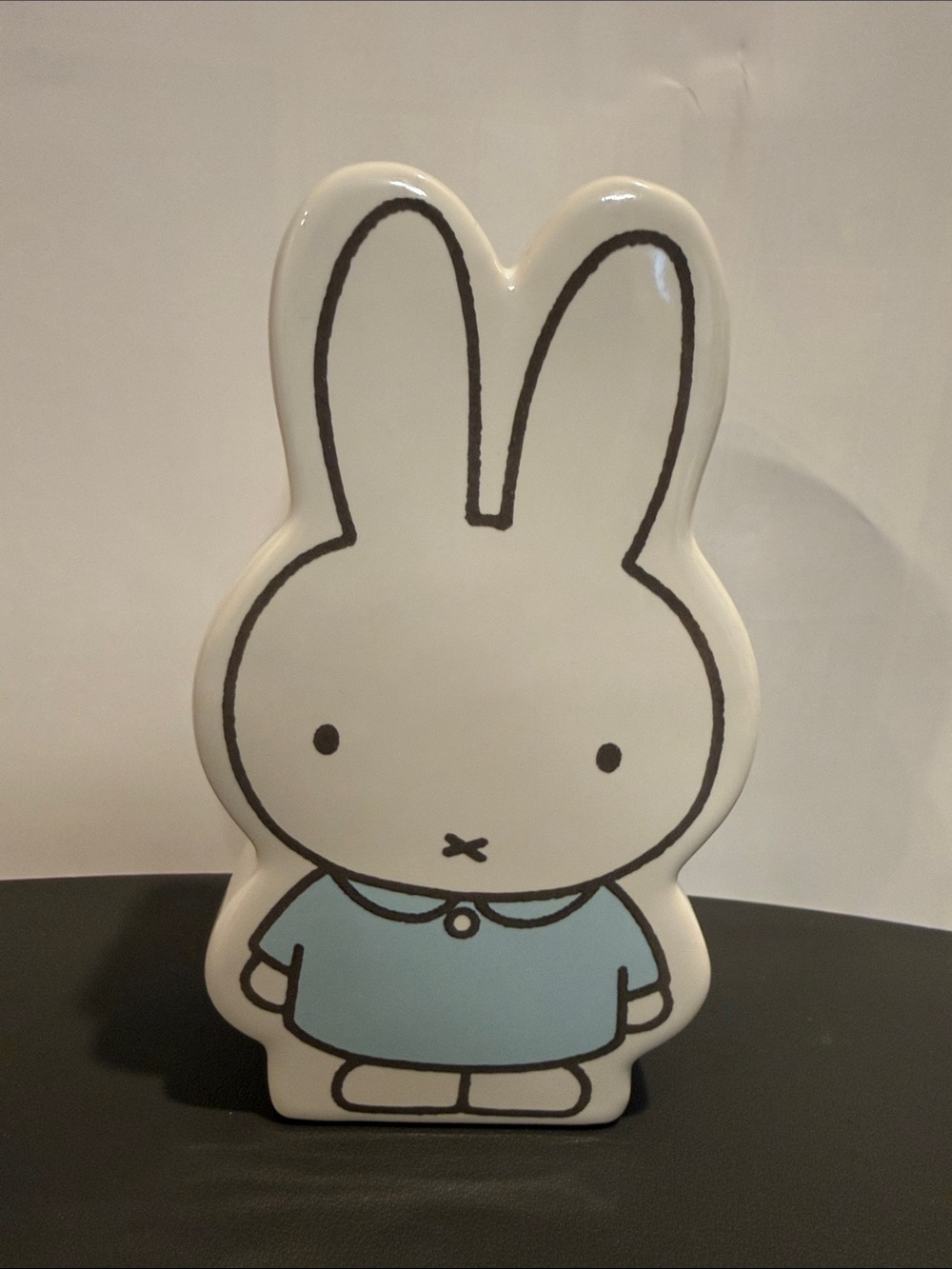 Miffy White Bunny Ceramic Accent Figurine with Light Blue Outfit